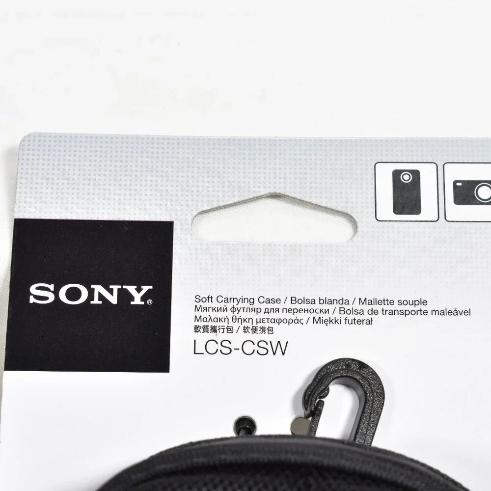 Sony LCS-CSW Soft Camera Case Black Belt Loop Memory Card Pocket Compact Pouch
